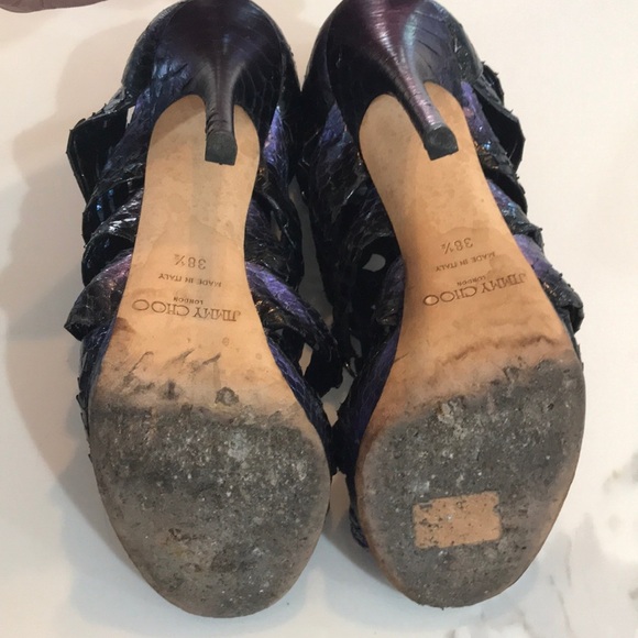 Jimmy Choo Purple Iridescent Ember Snakeskin Heels - Picture 6 of 9